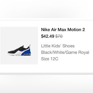 12c Boys’ NIKE Kids' Air Max Motion 2 Sneaker